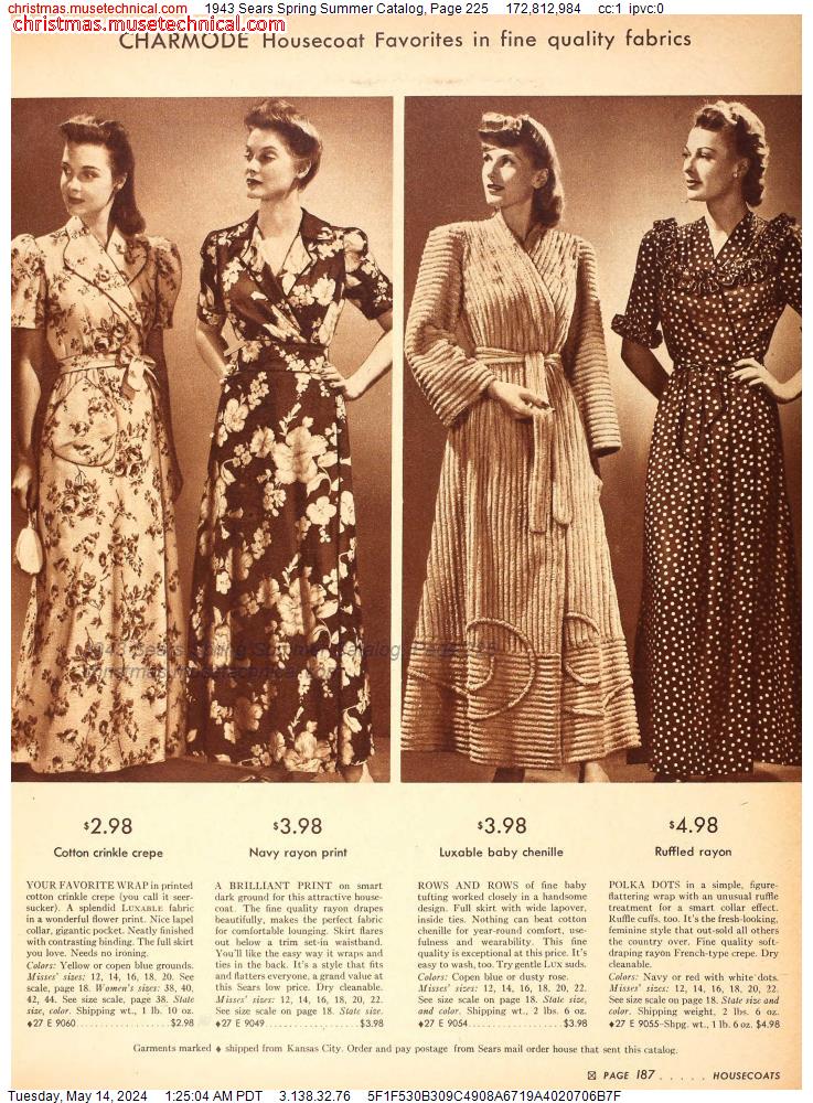 1943 Sears Spring Summer Catalog, Page 225