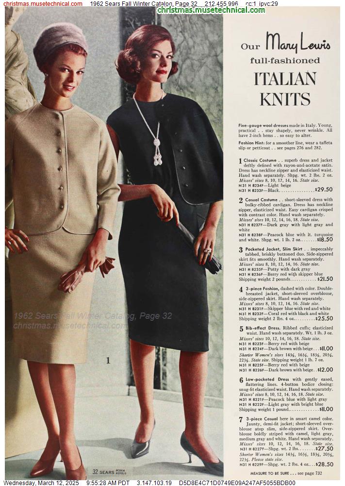 1962 Sears Fall Winter Catalog, Page 32