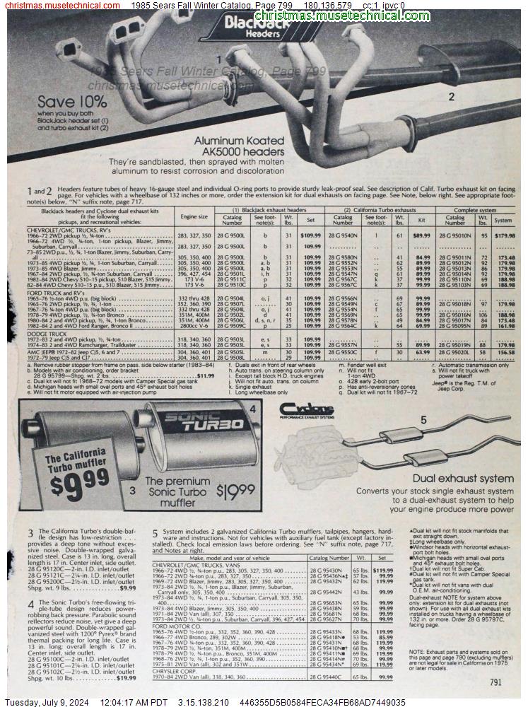 1985 Sears Fall Winter Catalog, Page 799