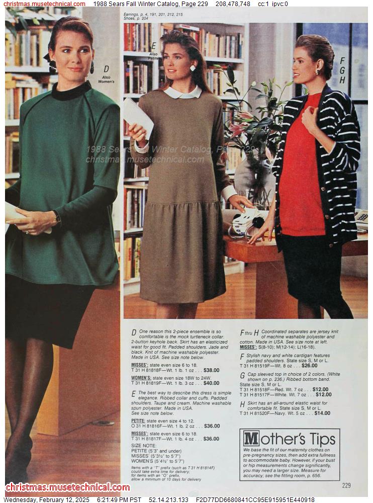 1988 Sears Fall Winter Catalog, Page 229