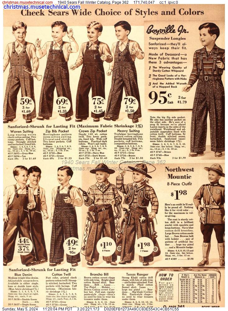1940 Sears Fall Winter Catalog, Page 362