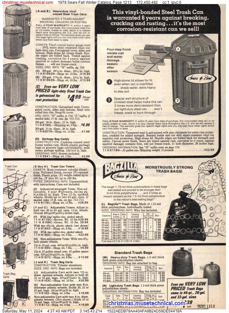 1978 Sears Fall Winter Catalog, Page 1213