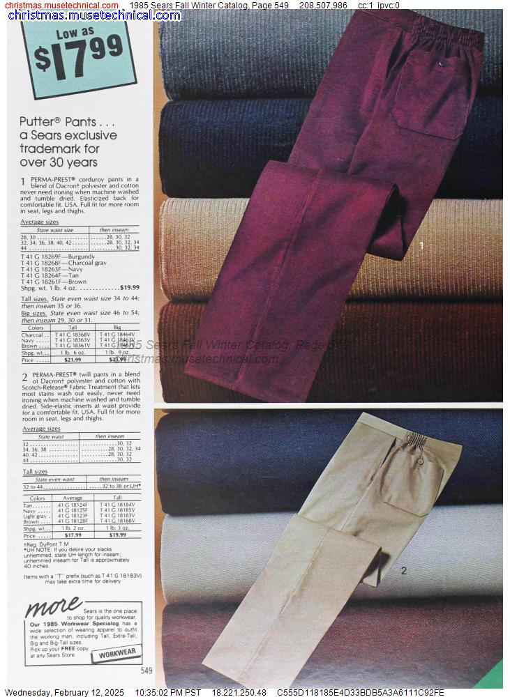 1985 Sears Fall Winter Catalog, Page 549