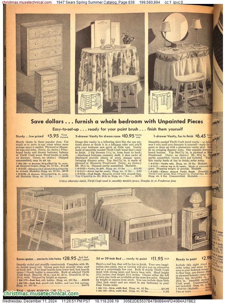 1947 Sears Spring Summer Catalog, Page 838