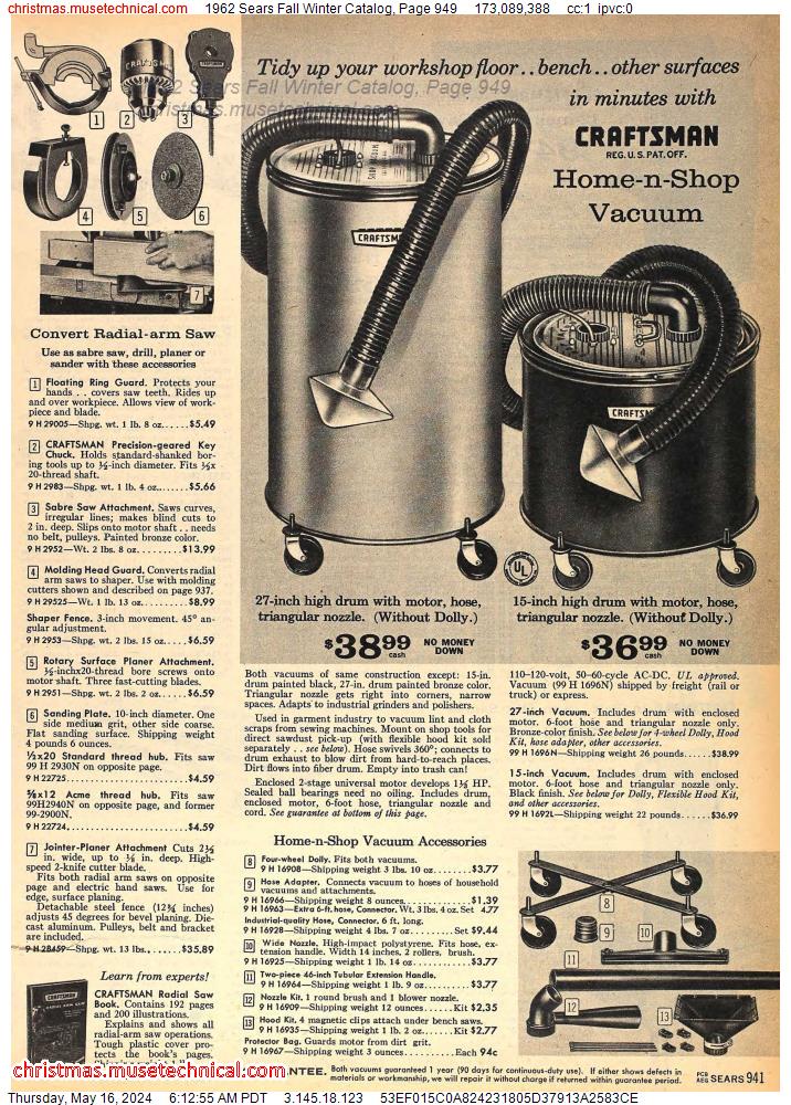 1962 Sears Fall Winter Catalog, Page 949