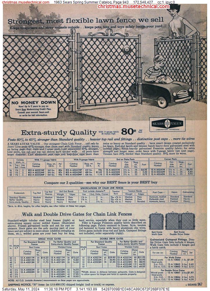 1963 Sears Spring Summer Catalog, Page 943