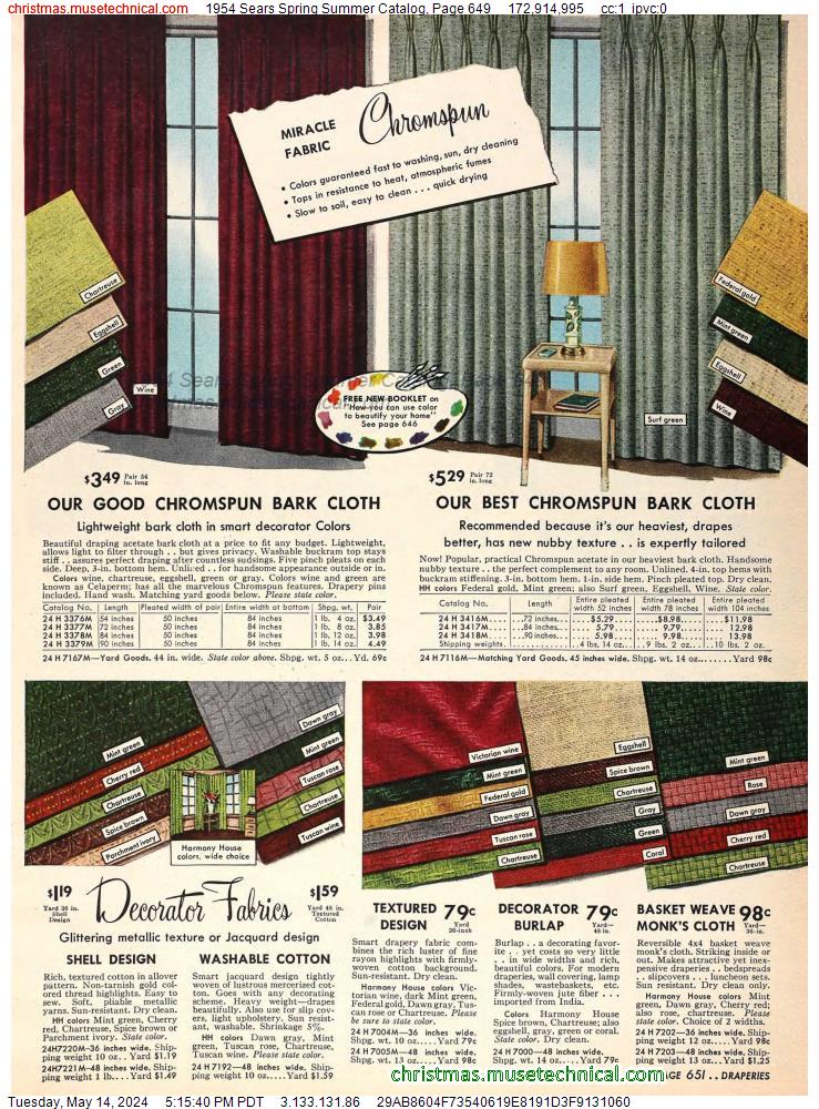 1954 Sears Spring Summer Catalog, Page 649