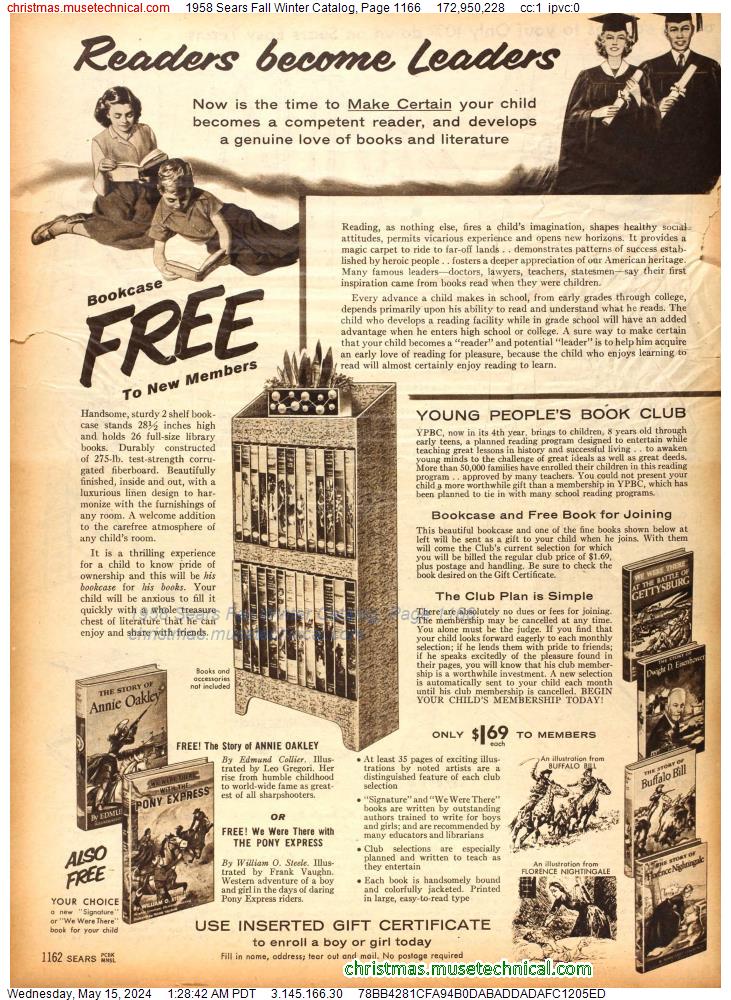 1958 Sears Fall Winter Catalog, Page 1166