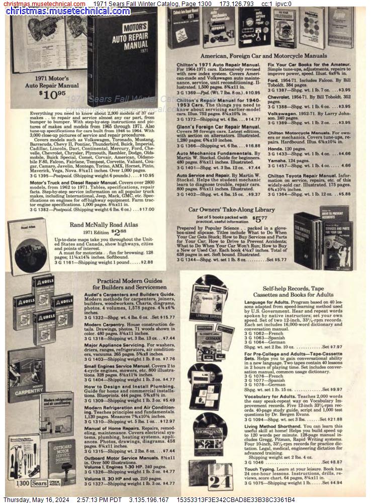 1971 Sears Fall Winter Catalog, Page 1300