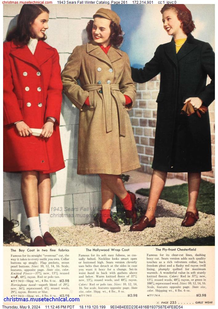 1943 Sears Fall Winter Catalog, Page 261