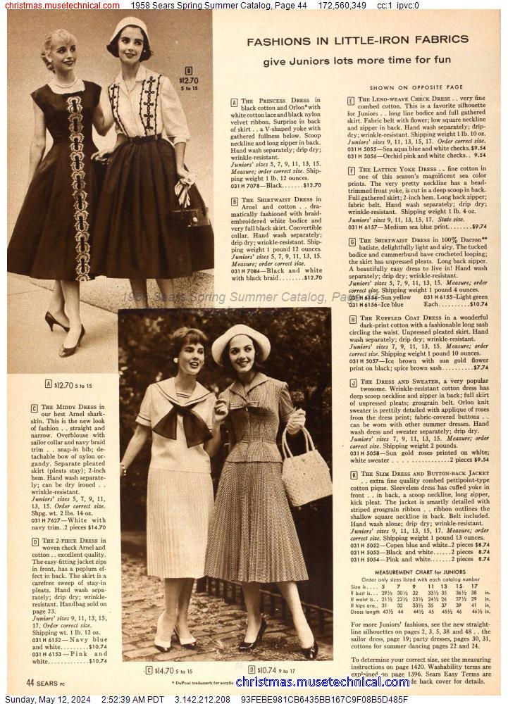 1958 Sears Spring Summer Catalog, Page 44