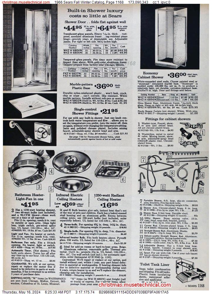 1966 Sears Fall Winter Catalog, Page 1168