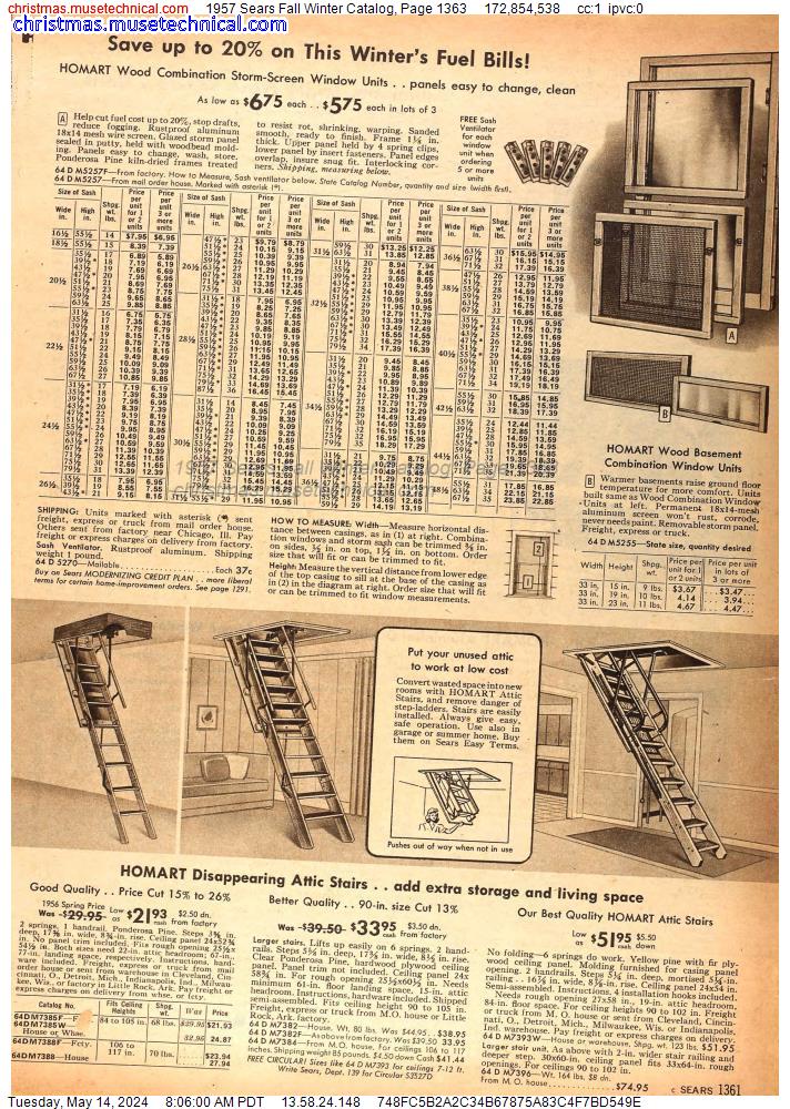 1957 Sears Fall Winter Catalog, Page 1363
