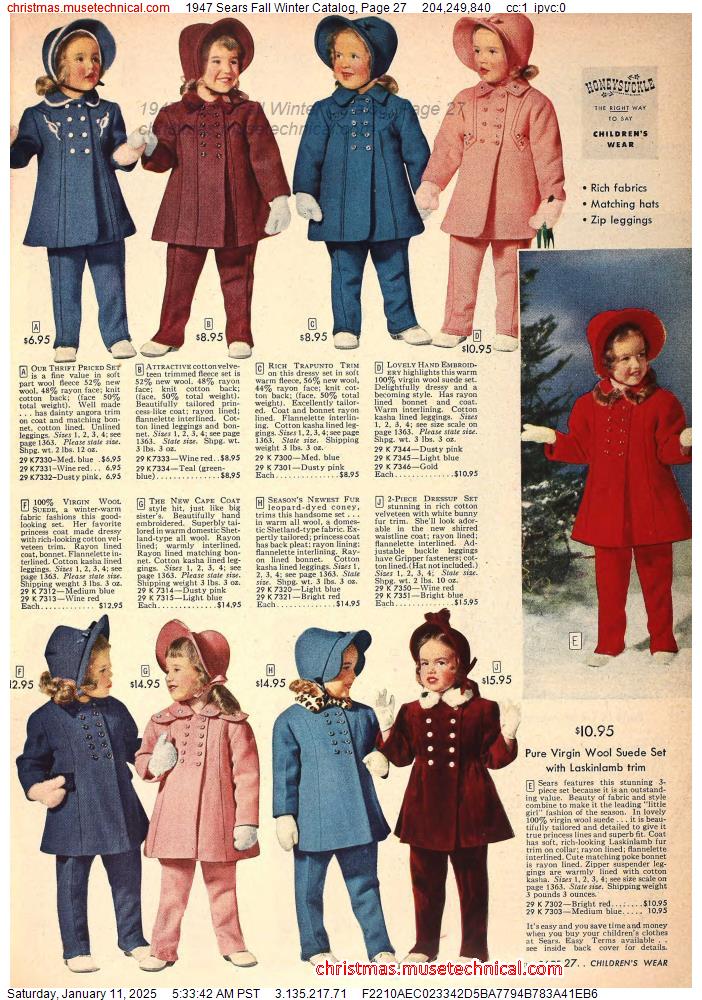 1947 Sears Fall Winter Catalog, Page 27