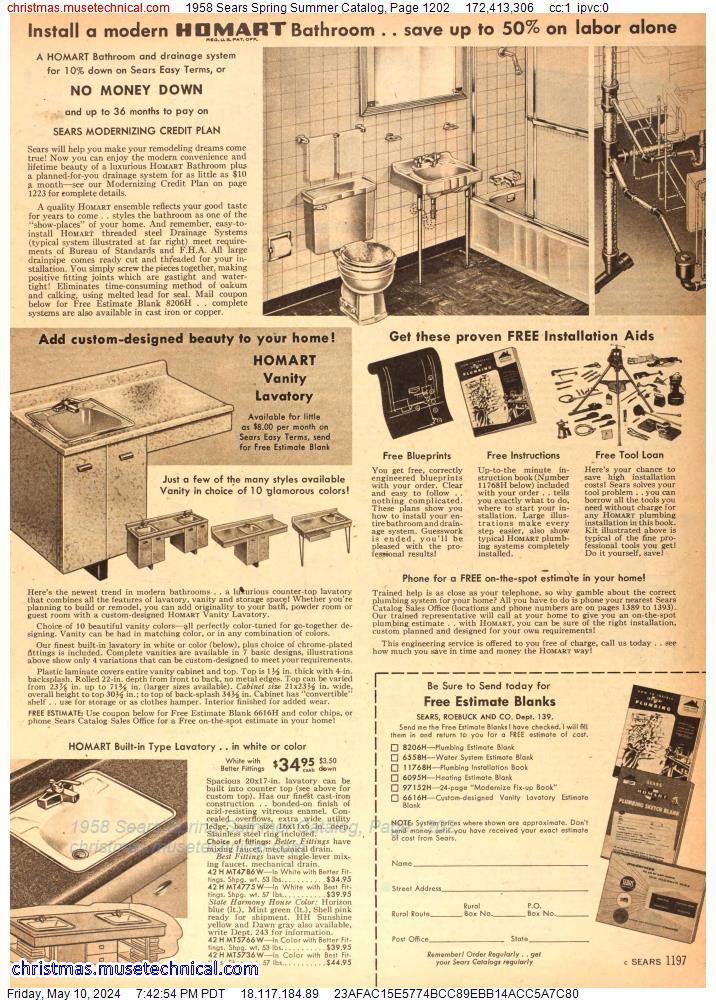 1958 Sears Spring Summer Catalog, Page 1202