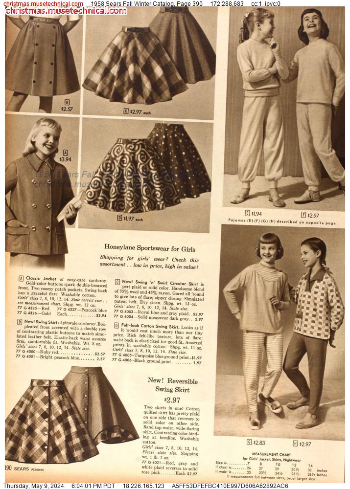 1958 Sears Fall Winter Catalog, Page 390