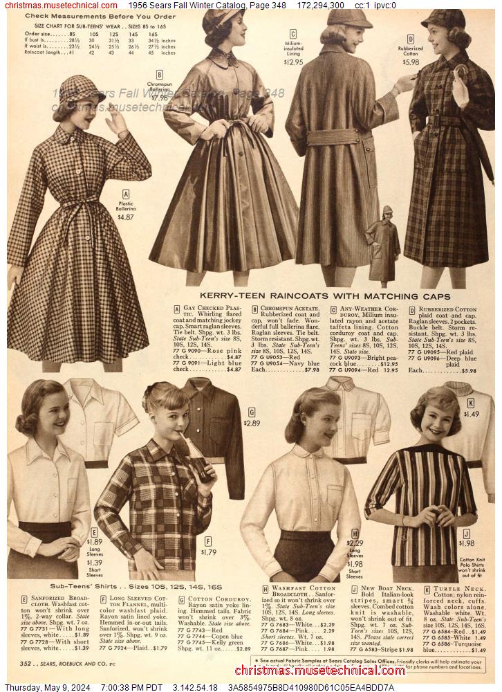 1956 Sears Fall Winter Catalog, Page 348