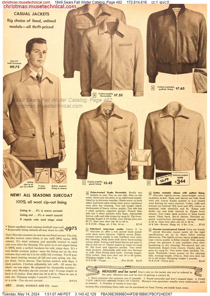 1949 Sears Fall Winter Catalog, Page 482