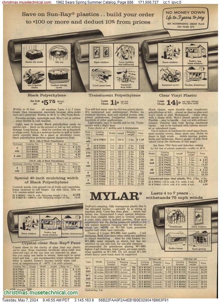 1962 Sears Spring Summer Catalog, Page 886