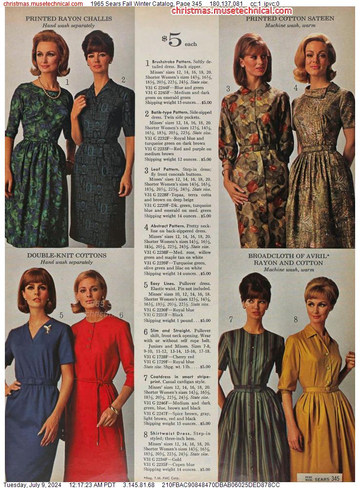 1965 Sears Fall Winter Catalog, Page 345