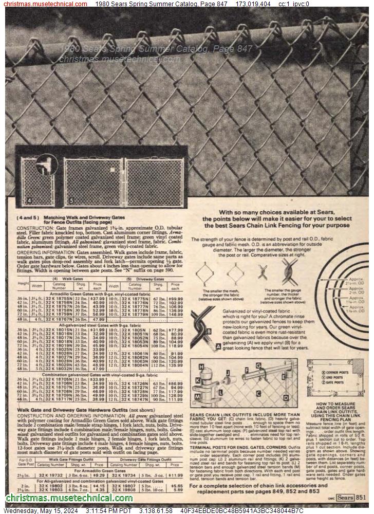 1980 Sears Spring Summer Catalog, Page 847