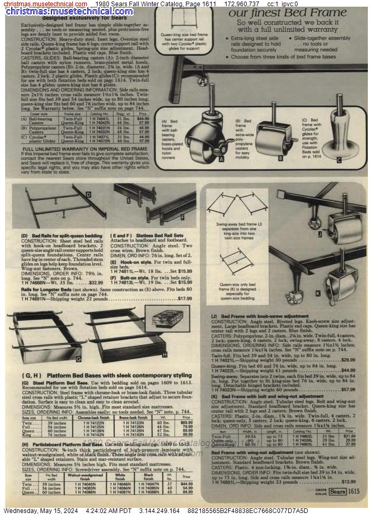1980 Sears Fall Winter Catalog, Page 1611
