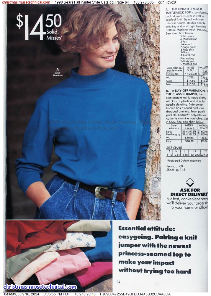 1990 Sears Fall Winter Style Catalog, Page 64