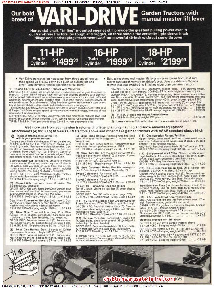 1982 Sears Fall Winter Catalog, Page 1085