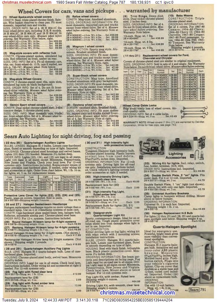 1980 Sears Fall Winter Catalog, Page 787