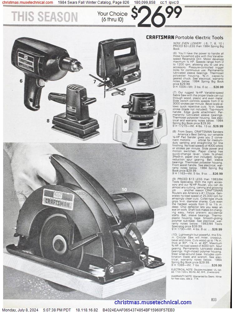1984 Sears Fall Winter Catalog, Page 826