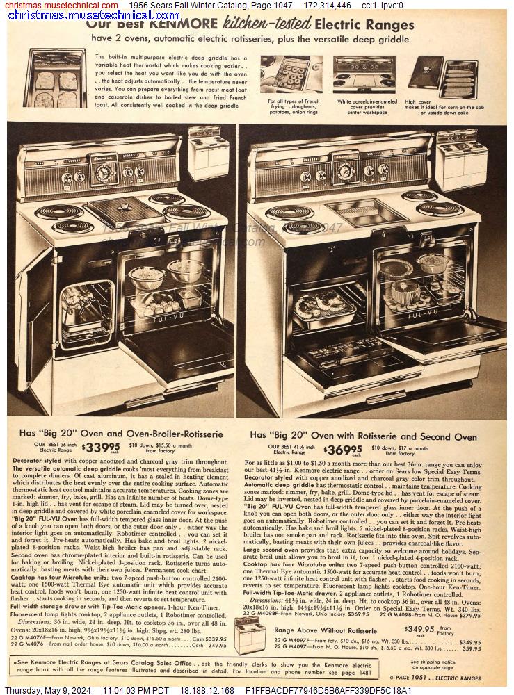 1956 Sears Fall Winter Catalog, Page 1047