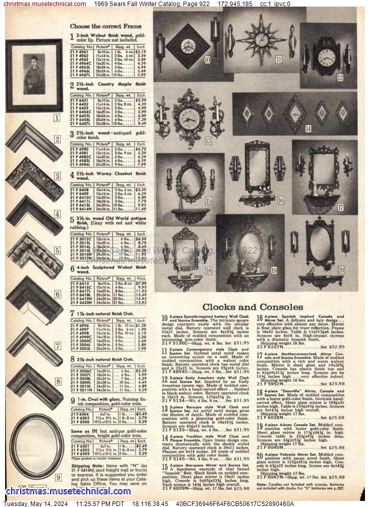 1969 Sears Fall Winter Catalog, Page 922