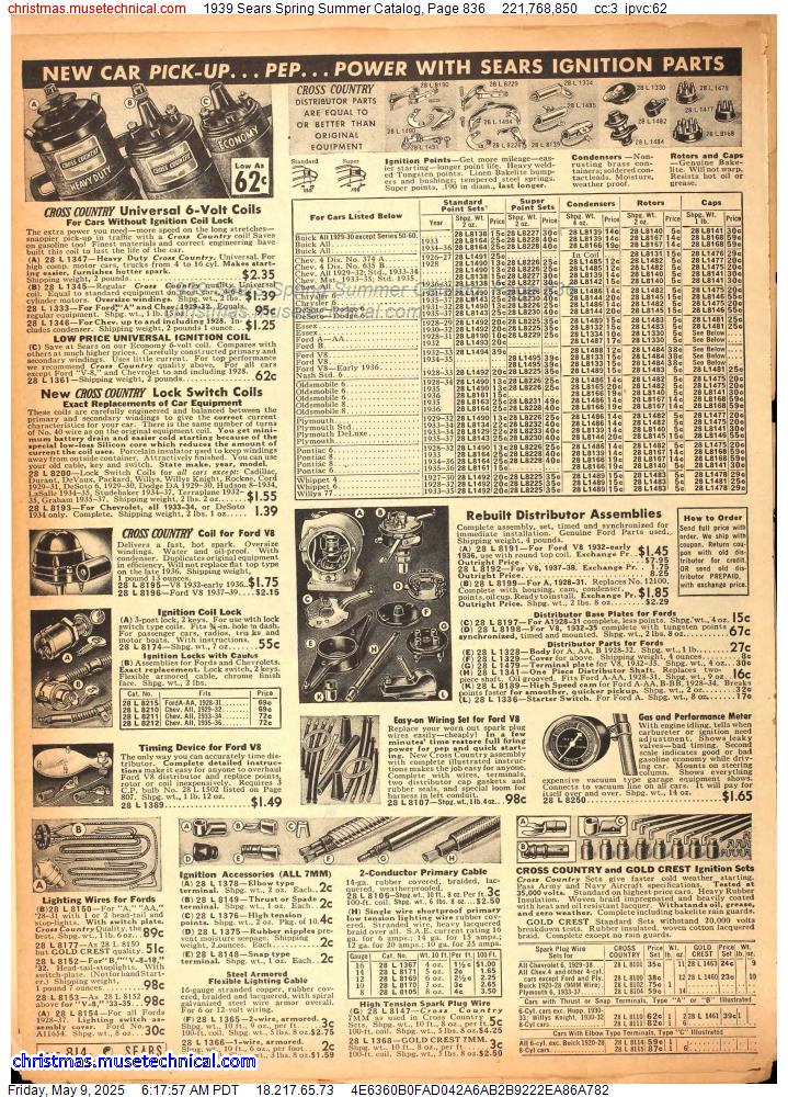 1939 Sears Spring Summer Catalog, Page 836