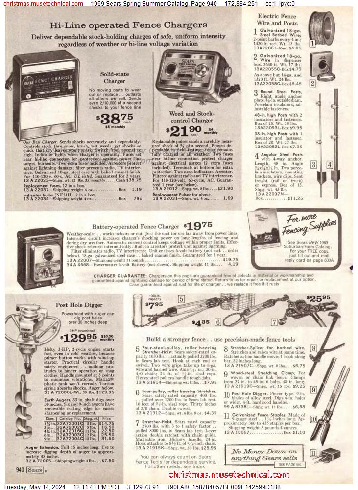 1969 Sears Spring Summer Catalog, Page 940