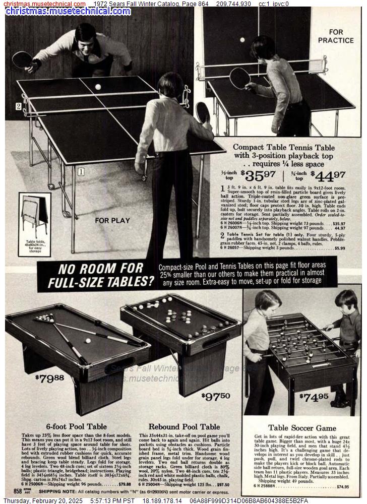 1972 Sears Fall Winter Catalog, Page 864