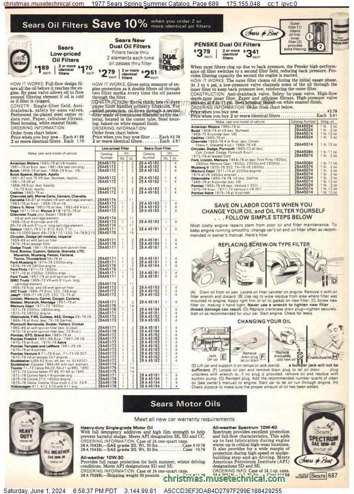 1977 Sears Spring Summer Catalog, Page 689