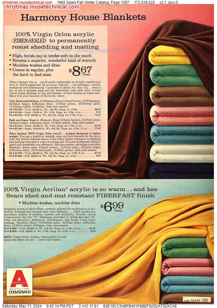 1962 Sears Fall Winter Catalog, Page 1397