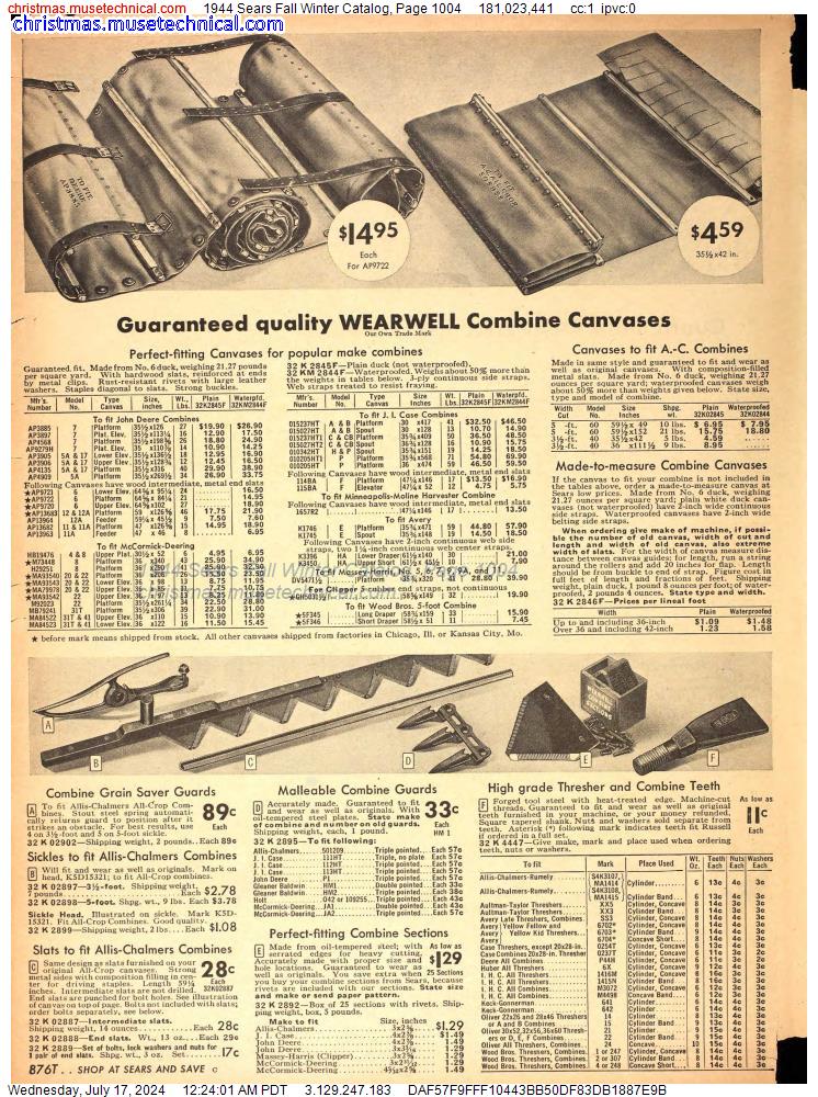1944 Sears Fall Winter Catalog, Page 1004