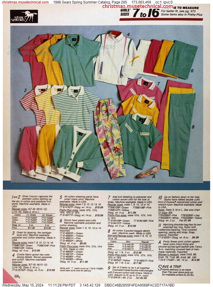 1986 Sears Spring Summer Catalog, Page 295