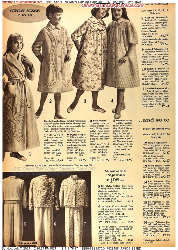 1962 Sears Fall Winter Catalog, Page 383