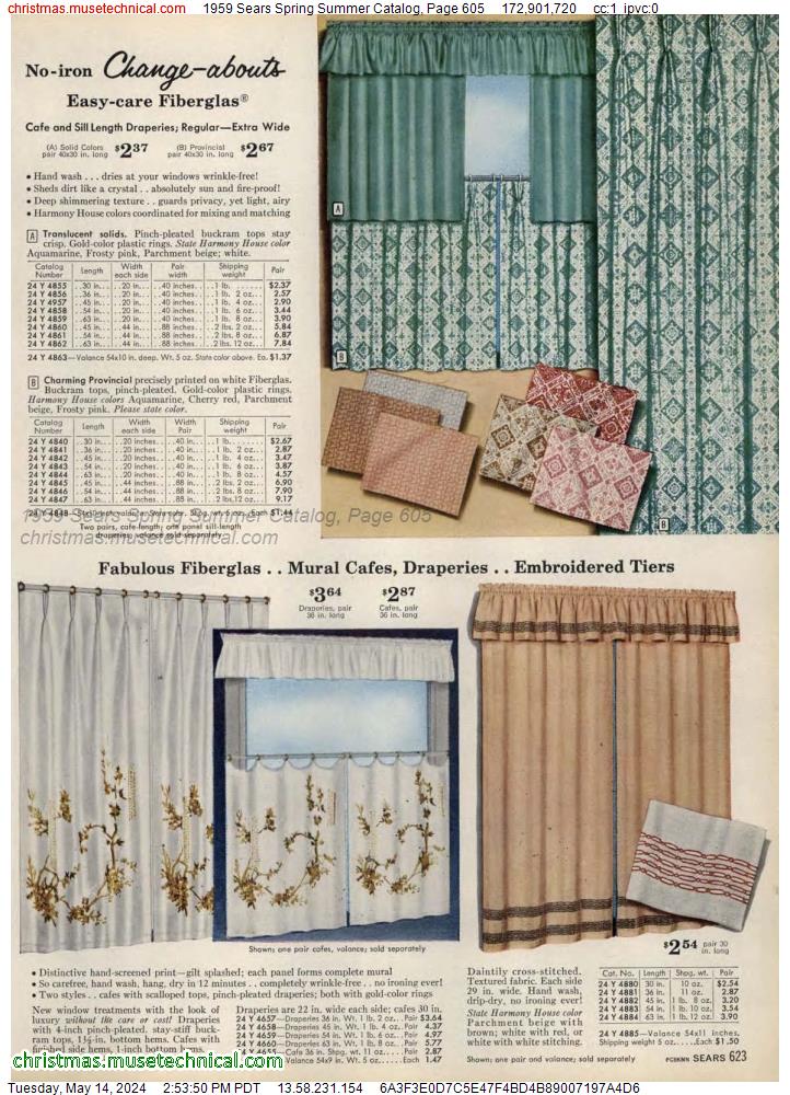 1959 Sears Spring Summer Catalog, Page 605
