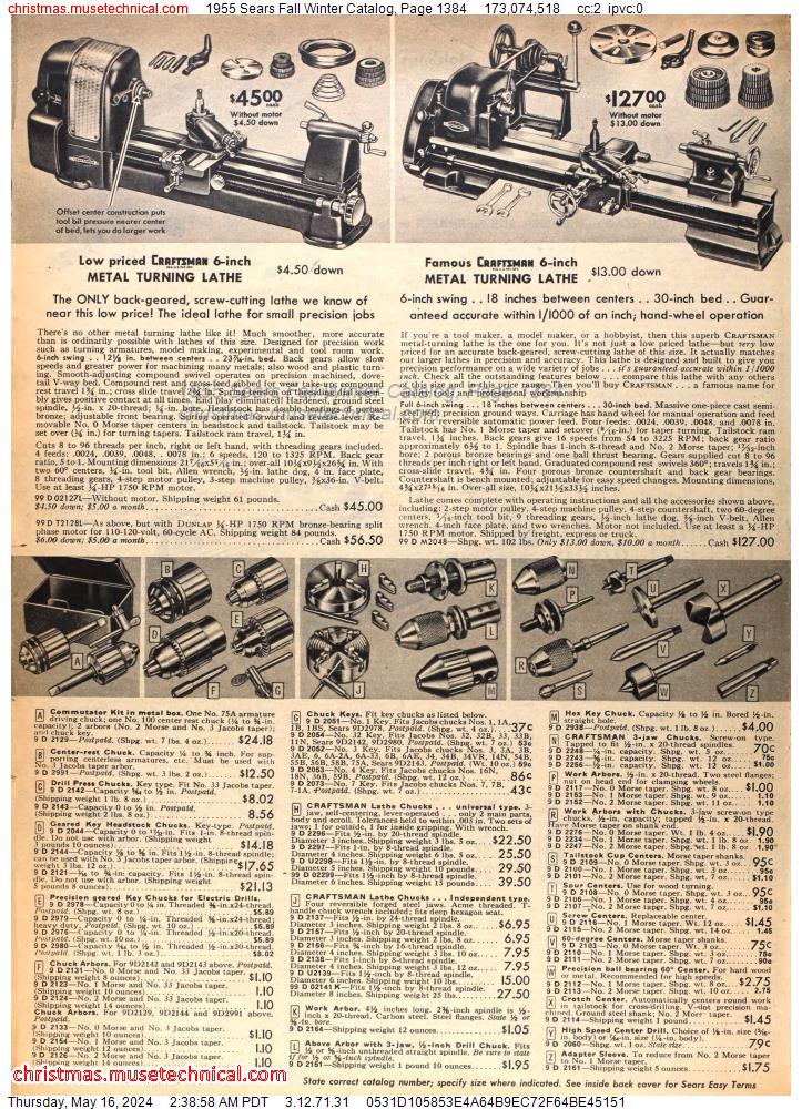 1955 Sears Fall Winter Catalog, Page 1384