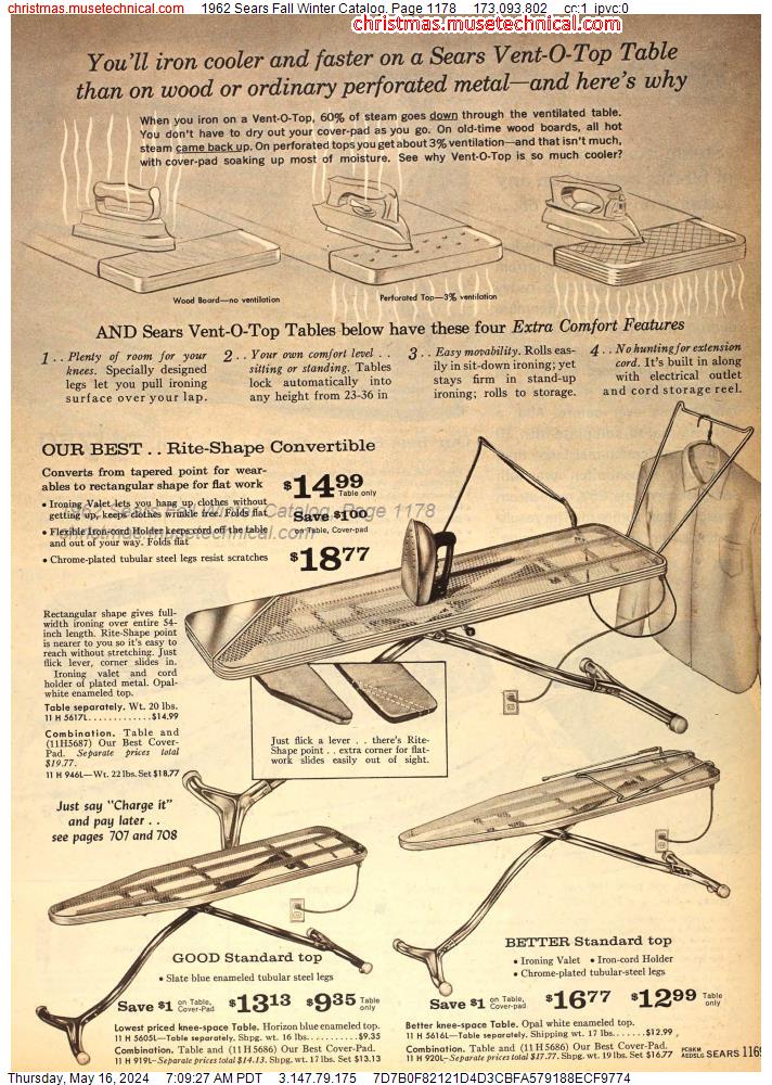 1962 Sears Fall Winter Catalog, Page 1178