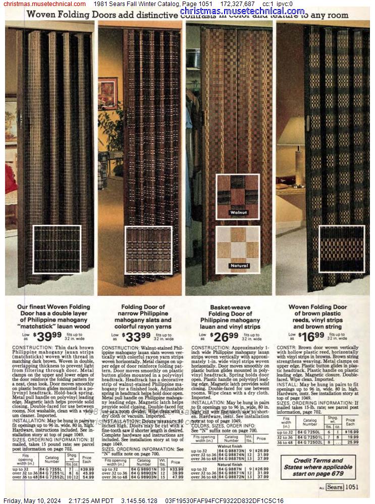1981 Sears Fall Winter Catalog, Page 1051