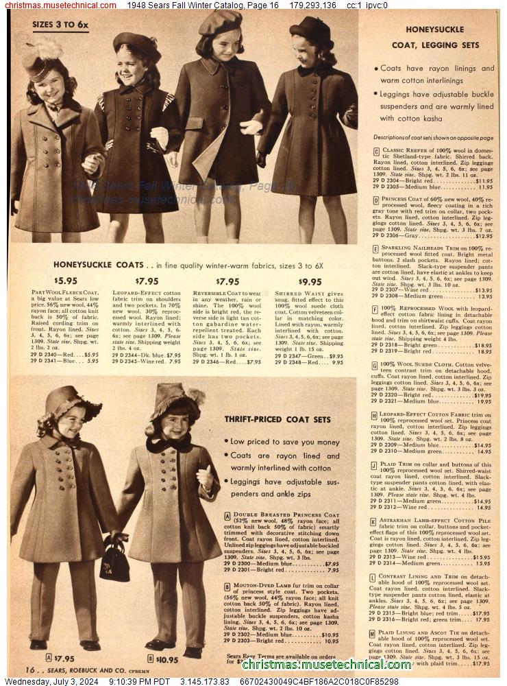 1948 Sears Fall Winter Catalog, Page 16