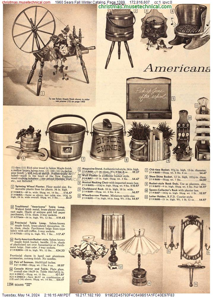 1960 Sears Fall Winter Catalog, Page 1389