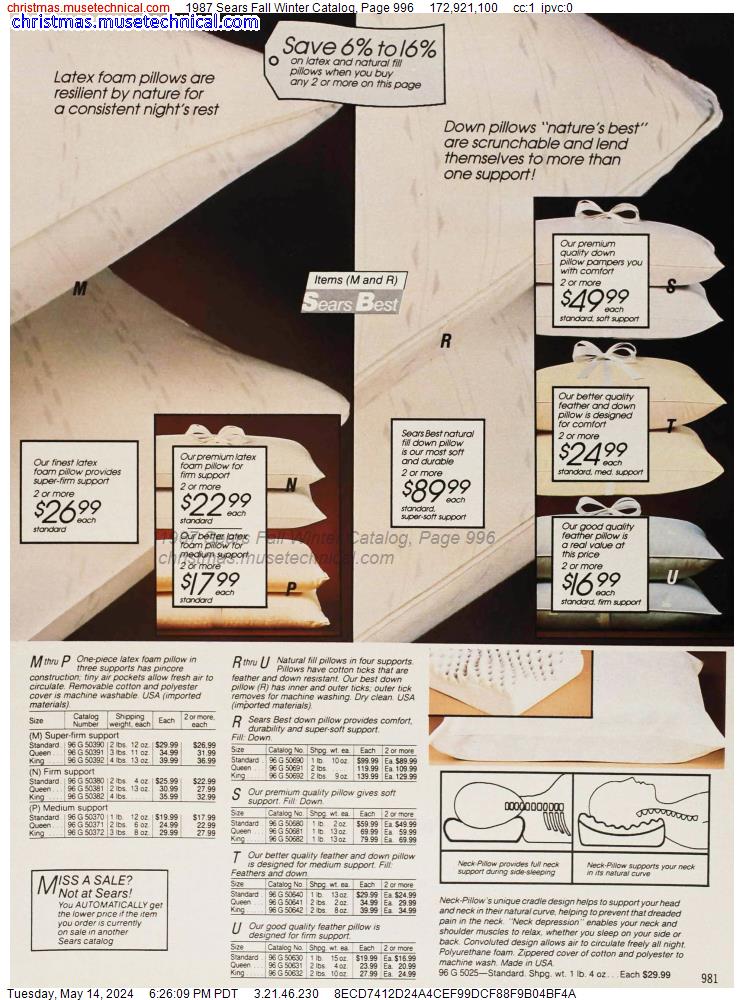 1987 Sears Fall Winter Catalog, Page 996