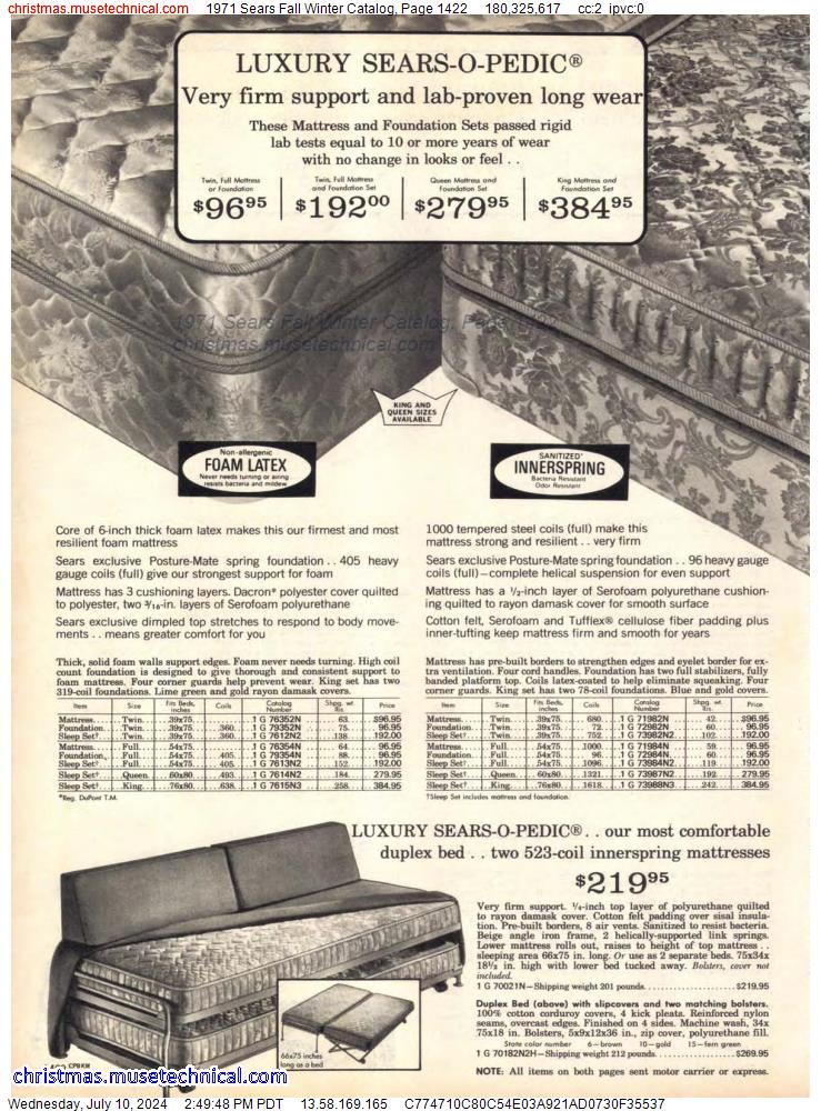 1971 Sears Fall Winter Catalog, Page 1422