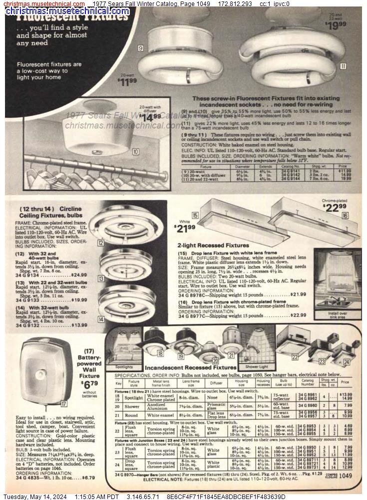1977 Sears Fall Winter Catalog, Page 1049