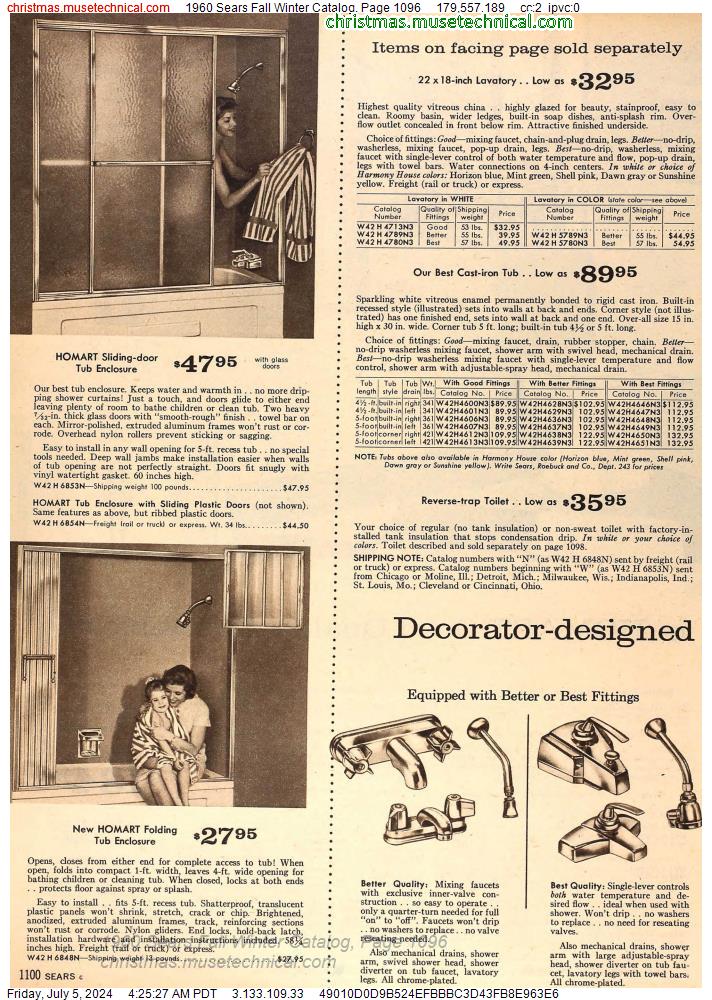 1960 Sears Fall Winter Catalog, Page 1096